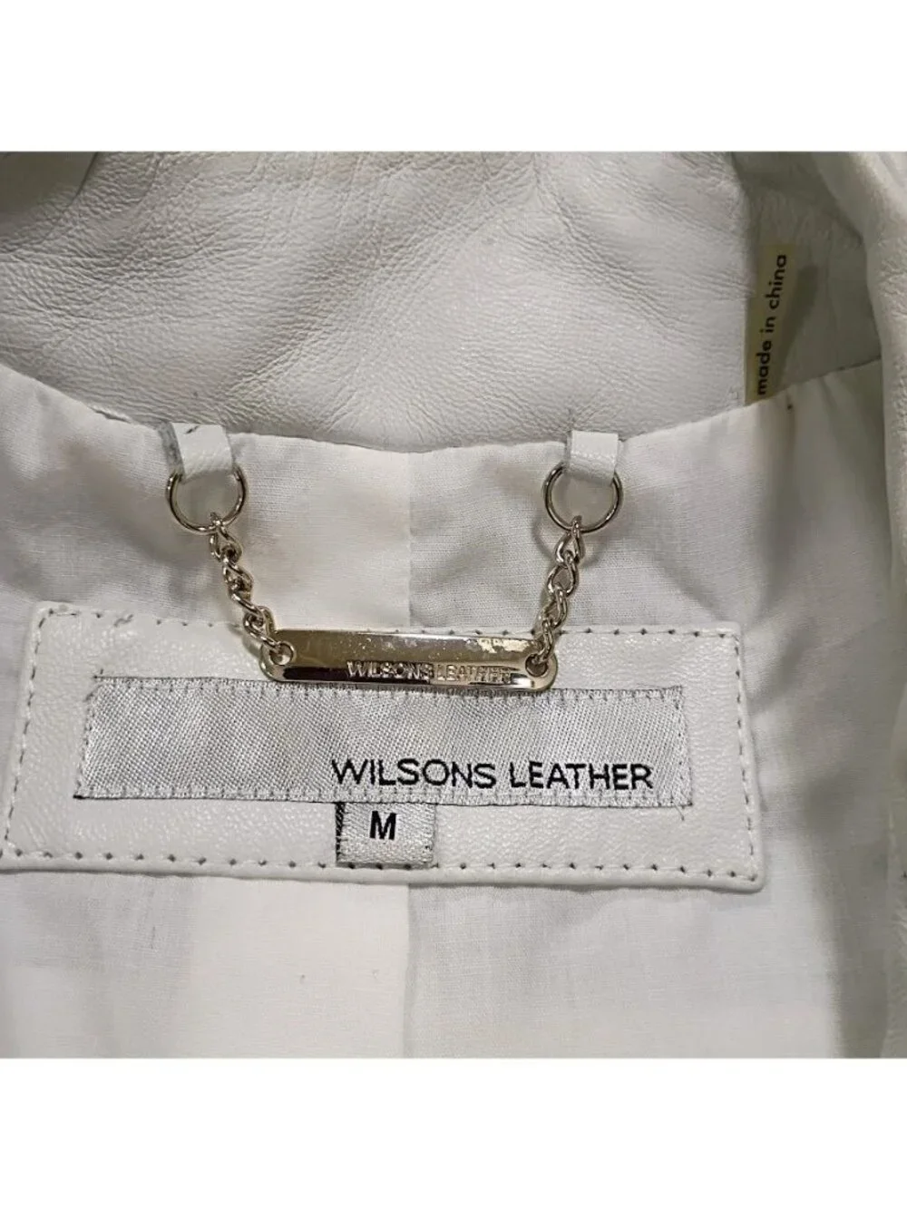 Wilsons Leather M Buttersoft Womens Slate White Clean Preppy Jacket Zip Pockets - Picture 6 of 16